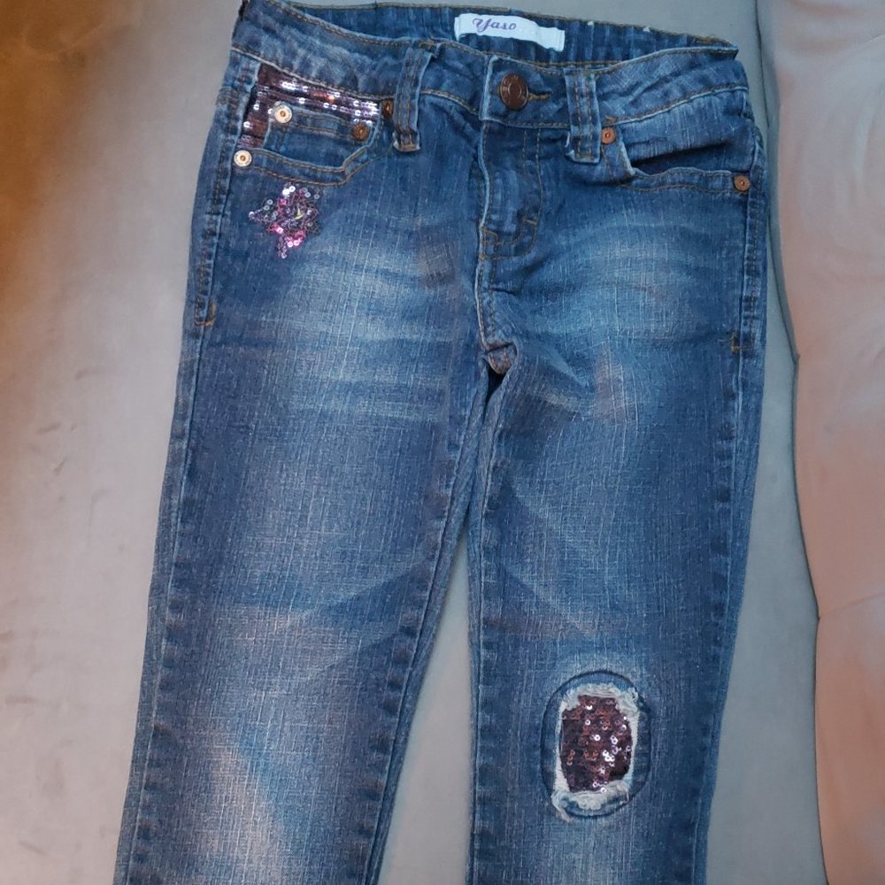 Yaso Denim Jeans With Sequins Embellishments  Size 10